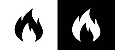 Siyah ve beyaz renkli karşıt alev simgeleri simetrik tasarımları gösteriyor