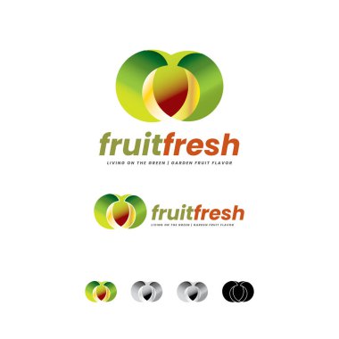 Logo taze elma markası, meyve dükkanı, meyve pazarı, üretici, üretici, bahçe taze meyve suyu endüstrisi ve bahçıvanlık için uygun olabilir.