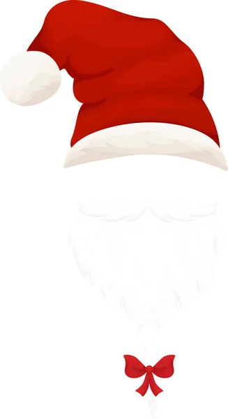 髭と髭のシルエットで弓とクリスマスの帽子 — ストックベクタ