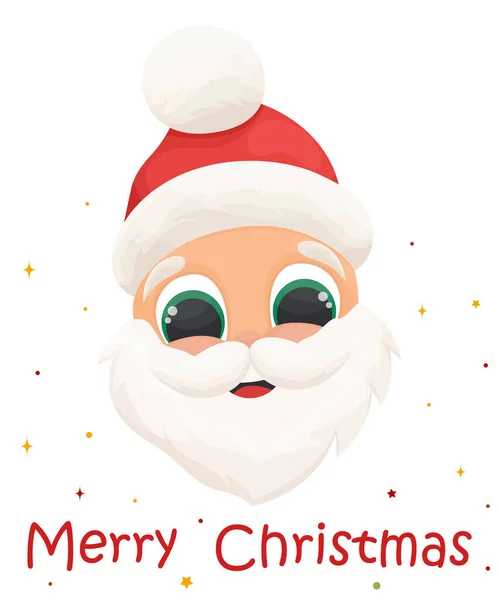 Biglietto Auguri Con Felice Cartone Animato Babbo Natale Cartolina Carina — Vettoriale Stock