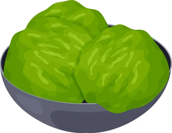 Matcha Ice Cream Bowl Green Tea Flavored Dessert Desserts Food — Stock Vector