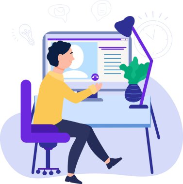 The concept of virtual work communication. vector