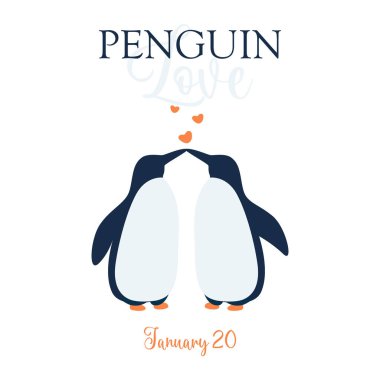 Penguin Awareness Day January 20, cute cartoon character, penguin, holiday illustration with penguin in cartoon templates