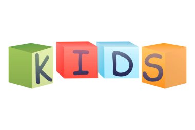 Illustration of baby cubes with baby lettering. Cute baby shower clipart or print for invitations, greeting cards, posters, etc