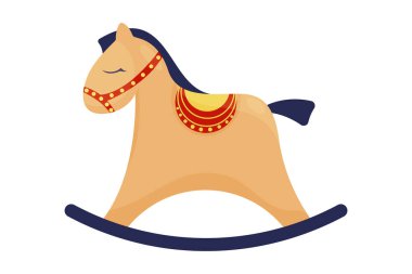 Child's toy illustration, horse, child's drawing. Cute baby shower clipart or print for invitations, greeting cards, posters, etc