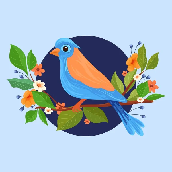 Ілюстрація Красивими Птахами Квітами Листя Природа Абстрактні Візерунки Листя Ілюстрація — стоковий вектор