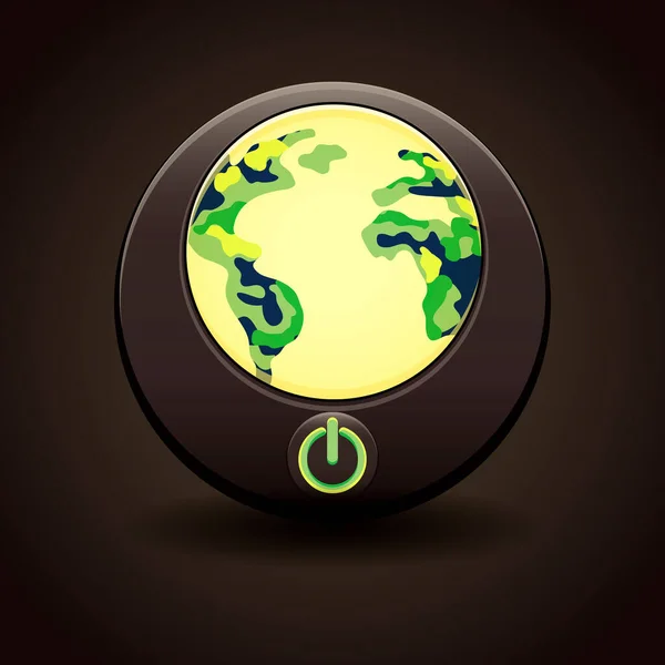 Concepto Hora Mundial Tierra Ilustración Con Planeta Continentes Botón Apagado — Archivo Imágenes Vectoriales