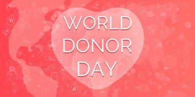 Kan bağışı günü için arka plan, dünya haritası, kalp, bağış, laboratuvar, rhesus faktörü, vs.