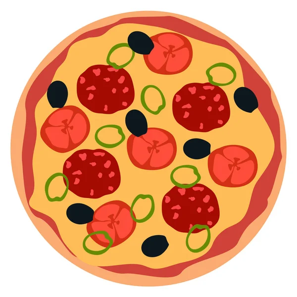 ピザのトップビュー 食べ物のイラスト ベクトル — ストックベクタ