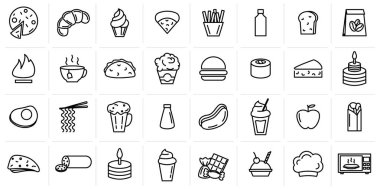 Fast food ikonları, atıştırmalıklar, yiyecek ve içecekler