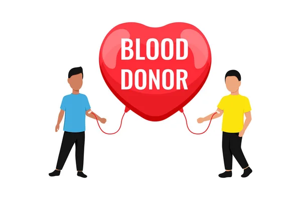 与两名男子解释 献血者 献血日的说明 — 图库矢量图片