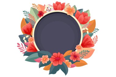 Güzel çiçek çerçevesi, bitkiler, kalp, vektör  