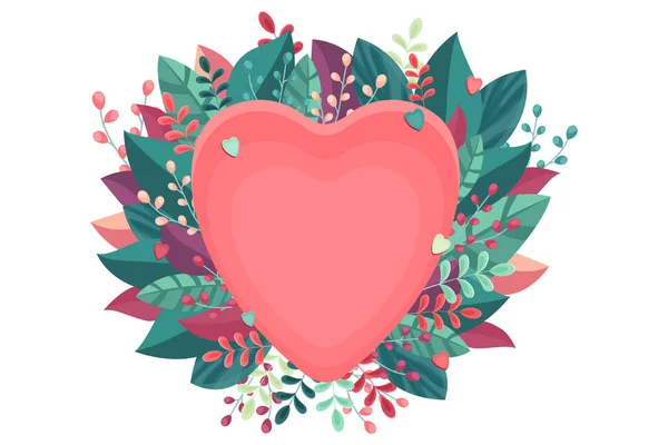 Красива Квіткова Рамка Рослини Серце Вектор — стоковий вектор
