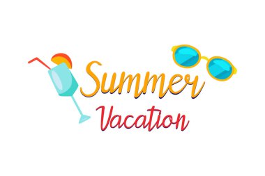 Yaz tatilinin, güneş gözlüklerinin, yaz tazeleyici kokteyllerin, harflerin ve vektörlerin özünü yakalamak. 