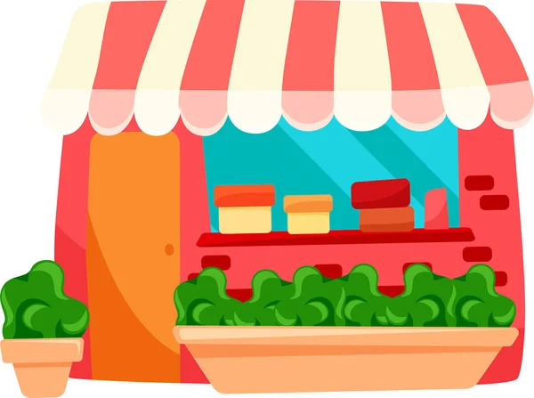 Nette Ladenillustration Cartoon Buntes Geschäft Laden Für Verschiedene Waren Mit — Stockvektor