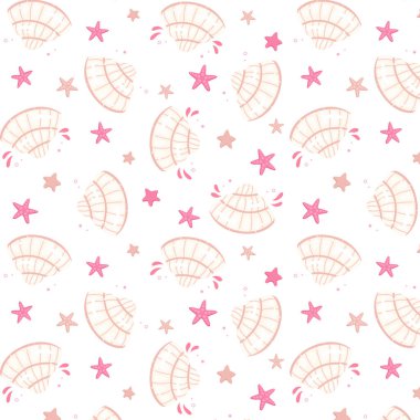 Yaz tatlı, dikişsiz deniz kabuğu desenleri, renkli desenler, denizcilik deseni.  