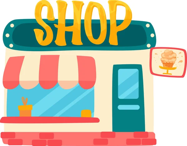 Nette Ladenillustration Cartoon Buntes Geschäft Laden Für Verschiedene Waren Mit — Stockvektor