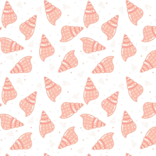 夏天可爱无缝的贝壳图案 五彩斑斓的图案 航海图案 — 图库矢量图片