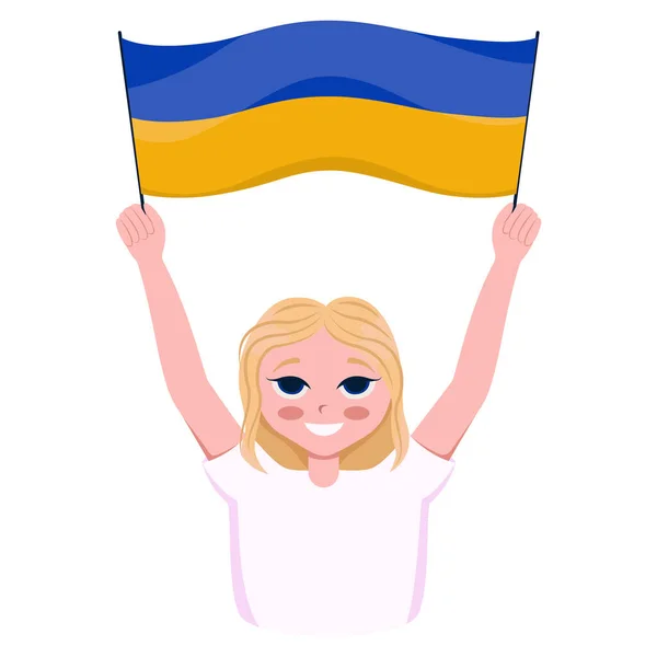 Ілюстрація Посмішкою Тримає Український Прапор Вектор — стоковий вектор