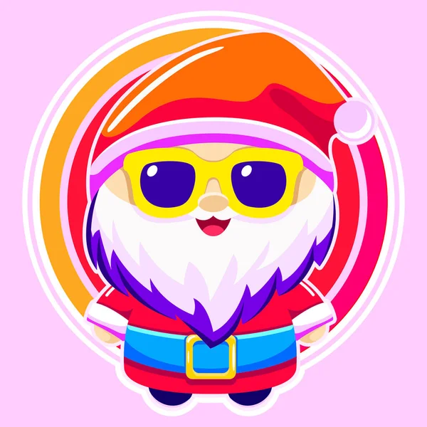Père Noël Vieil Homme Joyeux Avec Divers Accessoires Une Barbe — Image vectorielle