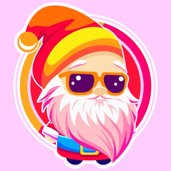 Père Noël Vieil Homme Joyeux Avec Divers Accessoires Une Barbe — Image vectorielle