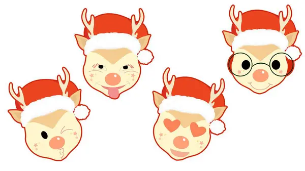 創造的なクリスマスの新年の歌 漫画のスタイルでクリスマス鹿 クリエイティブ ドローイング ステッカークリスマス キャラクター — ストックベクタ