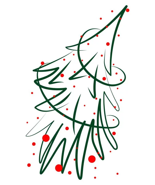 Ilustração Inverno Desenho Sazonal Árvore Natal Decorada — Vetor de Stock