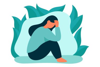 Üzgün insanların resimleri, konsept tasarımı için depresyon konsepti, zihinsel sağlık konsepti