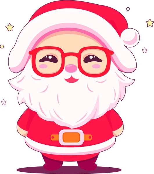 可爱的圣诞老人 快乐的老人 穿着圣诞服装 留着浓密的胡子 圣诞节设计的插图 节日的圣诞老人 — 图库矢量图片