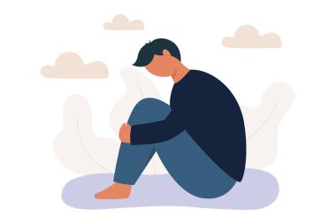 Üzgün insanların resimleri, konsept tasarımı için depresyon konsepti, zihinsel sağlık konsepti  