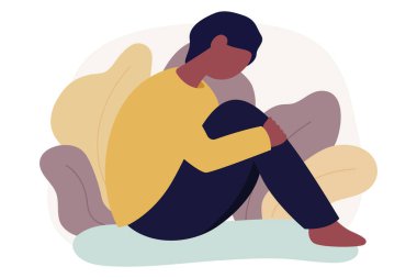 Üzgün insanların resimleri, konsept tasarımı için depresyon konsepti, zihinsel sağlık konsepti  