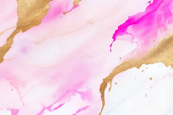 Absztrakt Háttér Rózsaszín Színekben Arany Dekoratív Elemek Fröccsenések Festék Stroke — Stock Vector