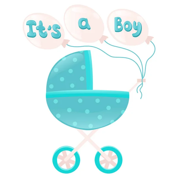 明信片是一个穿着深蓝色 婴儿计划 婴儿淋浴 病媒的男孩 — 图库矢量图片