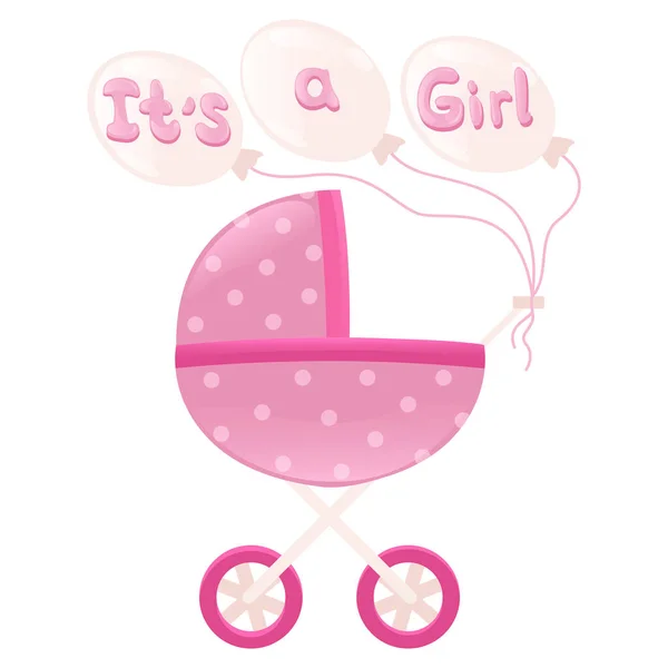 明信片是粉红的 婴儿计划的 派对的 婴儿淋浴的 病媒的女孩 — 图库矢量图片