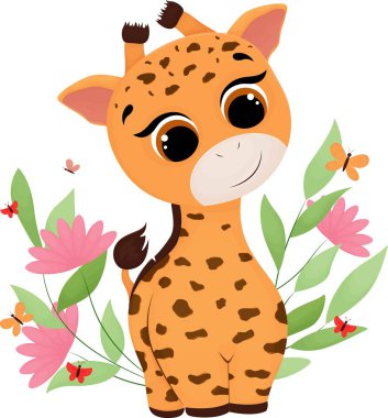 karikatür zürafa çizimi, karikatür çizimi, vektör hayvan 