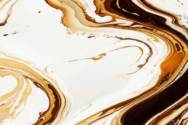 Abstracte Achtergrond Met Gouden Decoratieve Elementen Spatten Penseelstreken Aquarel Vloeistof — Stockvector