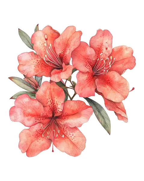 azalea , watercolor flowers, watercolor illustration