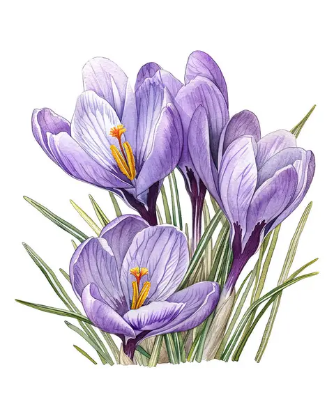 crocus, suluboya çiçekler, suluboya çizimler