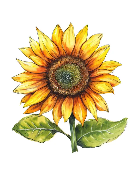 sunflower, watercolor flowers, watercolor illustration