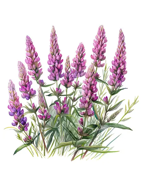 Sainfoin, suluboya çiçekler, suluboya resimler.