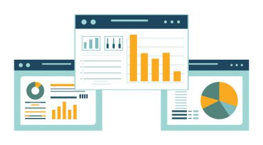 Bilgi ile çalışma ve analiz kavramı, pencereleri bilgi, grafik ve grafiklerle açın