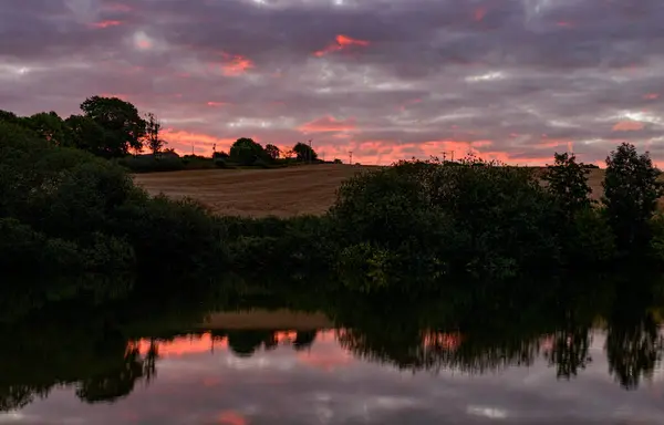 Ulley Country Park Schöner Sonnenuntergang Über Dem See — Stockfoto