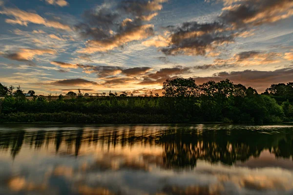 Ulley Country Park Schöner Sonnenuntergang Über Dem See — Stockfoto