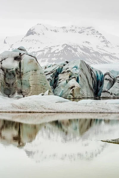 Heinabergsjokull Gletsjer Lagune Ijsland Een Bewolkte Dag — Stockfoto