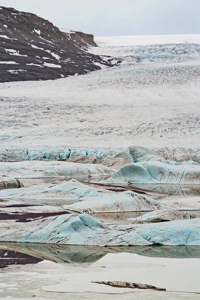 Hoffellsjokull Ledovec Laguna Islandu Zamračeném Dni — Stock fotografie