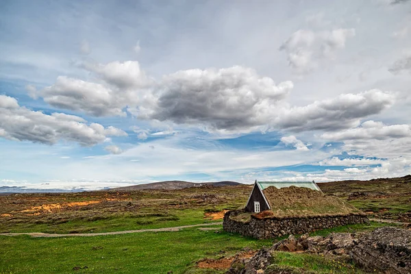 Casa Gazon Tradițional Islandez Hveravellir Într Tulbure Islanda — Fotografie, imagine de stoc