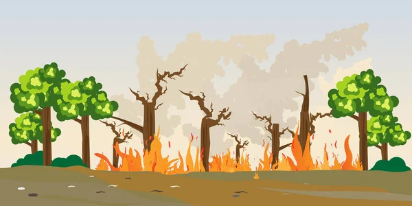 Waldbrand Bei Naturkatastrophe — Stockvektor