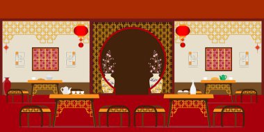 Mobilyalı geleneksel Çin restoranı..