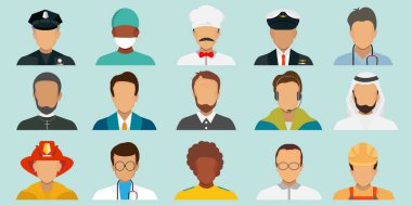 İnsanlar, erkek simgelerinin meçhul portreleri.