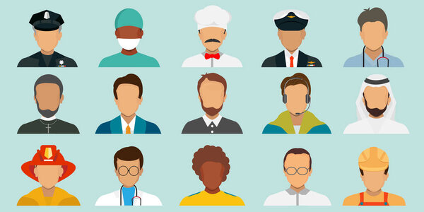 Люди портреты безликой профессии мужские иконы набор.